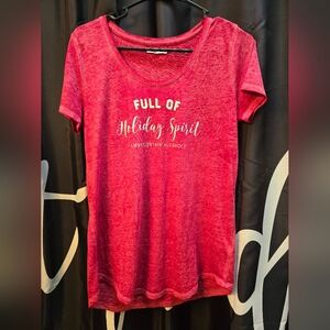 Cranberry Burnout Holiday Graphic T-Shirt